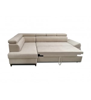 Biała nowoczesna sofa narożna rozkładana