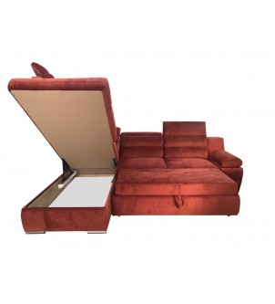 Sofa narożna z funkcją spania oraz pojemnikiem na pościel