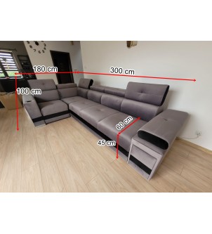 Sofa z rozkładanym podnóżkiem