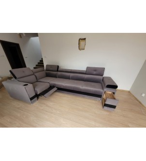 Sofa z rozkładanym podnóżkiem