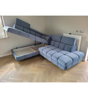 Sofa narożna pikowana  z funkcją spania