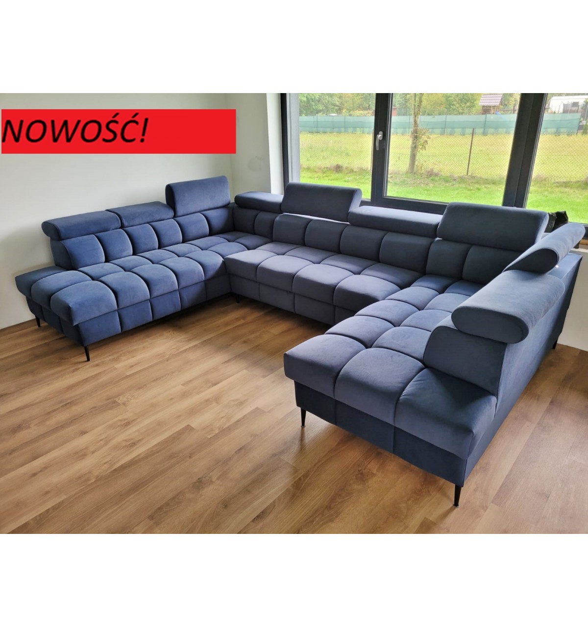 Sofa narożna tapicerowana w kształcie podkowy