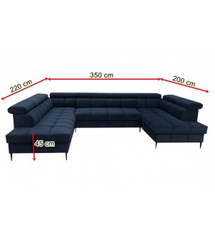 Nowoczesna sofa narożna z funkcją spania i pojemnikiem